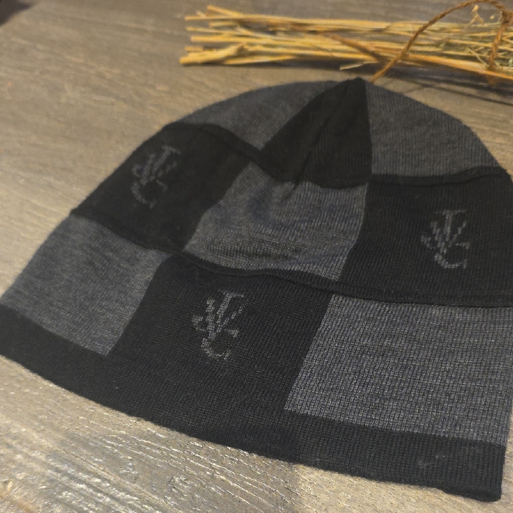 Versace Black and Gray Logo Design Knit Hat